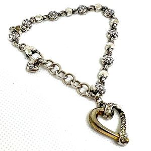 Brighton Heart Bracelet Adjustable 7” to 8” Silver Plated EUC